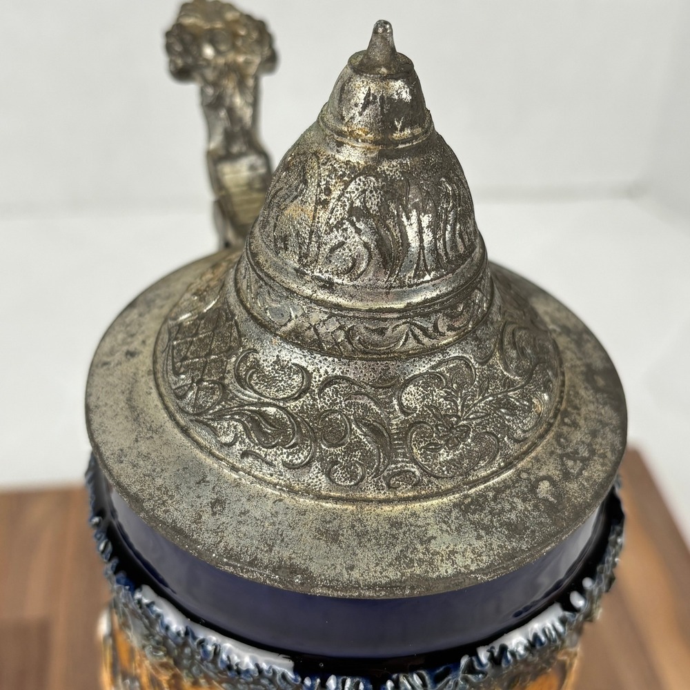 Gerz West Germany Fox Handle Beer Stein Hunting Scene Pewter Lid 32oz Vintage - Picture 12 of 16